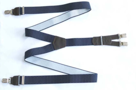 Hendrik Gold bretel blauw met witte stipjes ( 4 clips )
