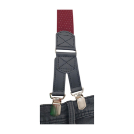 Hendrik Gold bretel Bordeaux met witte stipjes ( 4 clips )