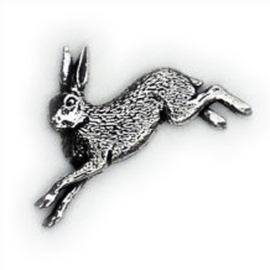 Tinnen speldje/pin Haas rennend