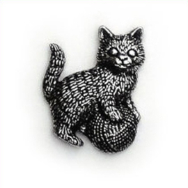 Tinnen speldje/pin Poes met bal