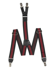 Hendrik bretel zwart met twee roode streepjes ( 4 clips )