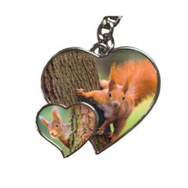 Sleutelhanger Eekhoorn dubbel hartje