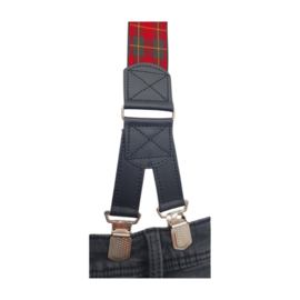 Hendrik Gold bretels ruit rood ( 4 clips )