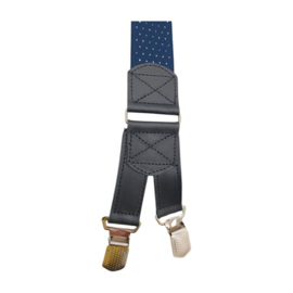 Hendrik Gold bretels Blauw met witte stipjes ( 4 clips )