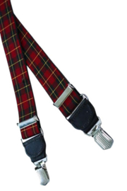Hendrik Gold bretel Schotse ruit donker  rood ( 4 clips )