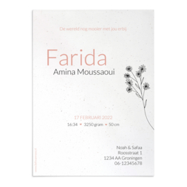 Geboortekaart Farida