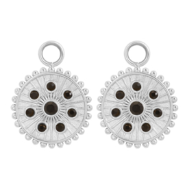Oorring Bedels Midnight Black Diamond Zilverkleurig