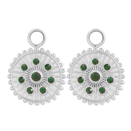 Oorring Bedels Midnight Emerald Zilverkleurig