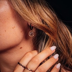 Oorring Bedels Midnight Black Diamond rose kleur