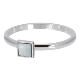iXXXi Jewelry Vulring White Shell Stone Square 2mm Zilverkleurig