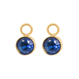 Oorring Bedels Stone Capri Blue Goudkleur