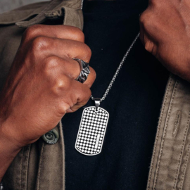 iXXXi MEN Ketting Dog Tag Dots Mat Zilver