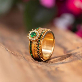 Samengestelde ring Lucia Emerald Goud