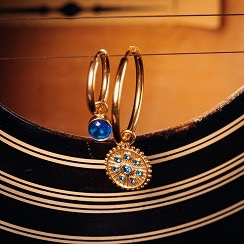 Oorring Bedels Stone Capri Blue Rose kleur