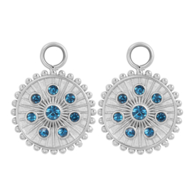 Oorring Bedels Midnight Capri Blue Zilverkleurig