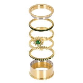 Samengestelde ring Lucia Emerald Goud