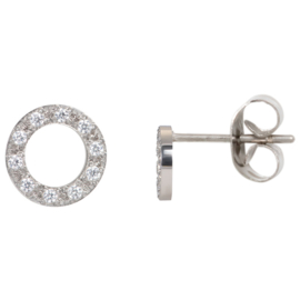 iXXXi Jewelry Ear studs Circle Stone 10mm Zilverkleurig