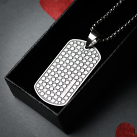 iXXXi Men Dog Tag Dots Ketting Zwart/Zilverkleurig