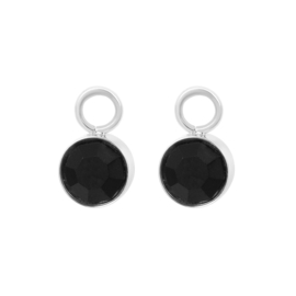 Oorring Bedels Stone Black Diamond Zilverkleurig