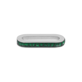 Schakel Zirconia Emerald zilverkleurig