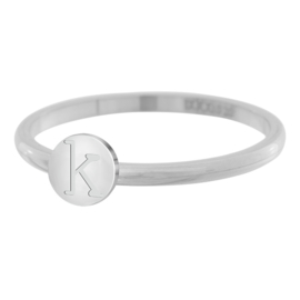 iXXXi Jewelry Ring Alfabet K Zilverkleurig 2mm