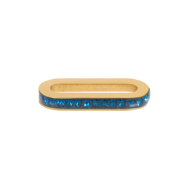 Schakel Zirconia Capri Blue Goudkleur