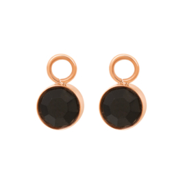 Oorring Bedels Stone Black Diamond Rose kleur