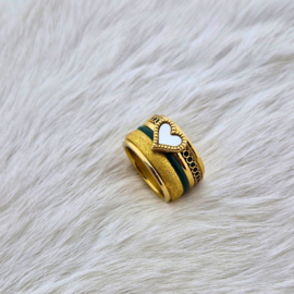 Samengestelde iXXXi  ring Smooth Dark Green Love Goud