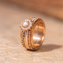Samengestelde ring Lucia Peach Rosé goud