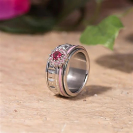Samengestelde ring Lucia Fuchsia Zilver