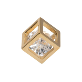 iXXXi Jewelry Charm Hollow Cube Stone Goudkleurig