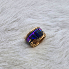 Samengestelde iXXXi  ring Rainbow Romance Capri Blue Rosé