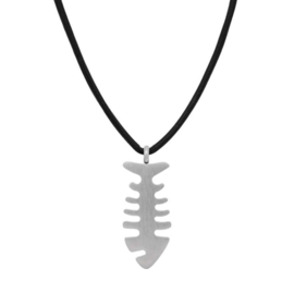 iXXXi MEN Leather Ketting Fishbone Mat Zilver