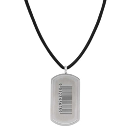 iXXXi MEN Leather Ketting Barcode Mat Zilver