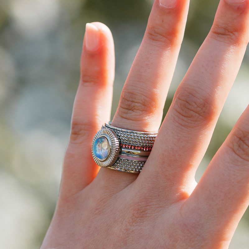 Samengestelde iXXXi Ring Flower Blush Zilver