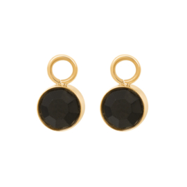 Oorring Bedels Stone Black Diamond Goudkleur