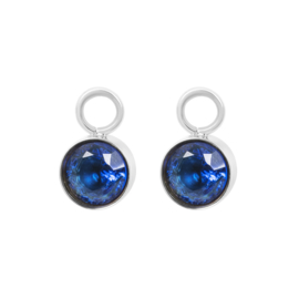 Oorring Bedels Stone Capri Blue Zilverkleurig