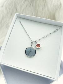 Combi Ketting Sterrenbeeld - Cancer Zilver