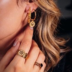 Oorring Bedels Midnight Black Diamond goudkleur