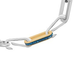 Schakel Zirconia Capri Blue Goudkleur