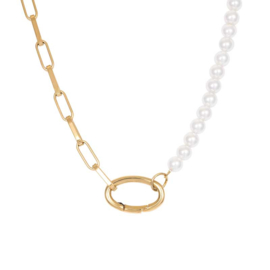iXXXi Jewelry Ketting Square Chain Pearl Goudkleurig