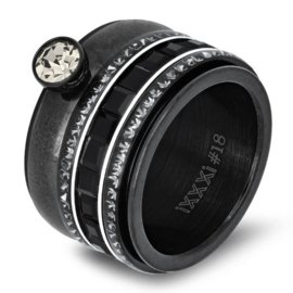iXXXi Jewelry vulring Clear Glass Zwart Zilverkleurig 4mm