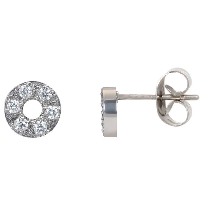 iXXXi Jewelry Ear studs Circle Stone 6mm Zilverkleurig