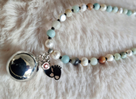 Zwangerschapsketting met Twinkle natuursteen