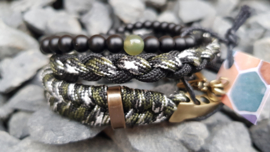 Stoere Paracord armband stainless steel "Serpente" set