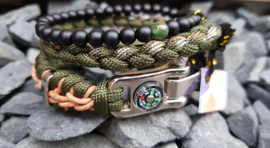 Stoere Paracord armband stainless steel "Serpente" set