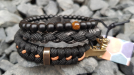 Stoere Paracord armband stainless steel "Serpente" set