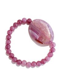 Armbamd Roze Agaat met natuursteen