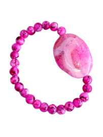 Armband Roze Agaat met glaskralen