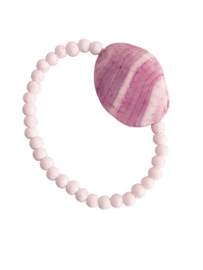 Armband Roze Agaat met schelpkralen